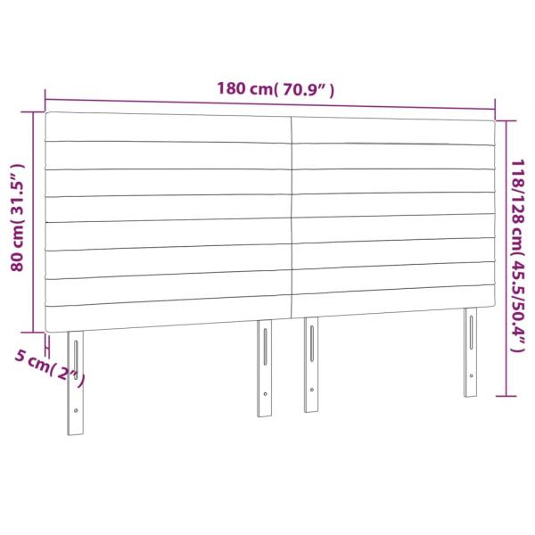 LED Kopfteil Rosa 180x5x118/128 cm Samt