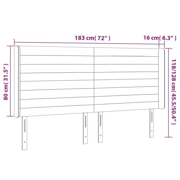 LED Kopfteil Hellgrau 183x16x118/128 cm Samt