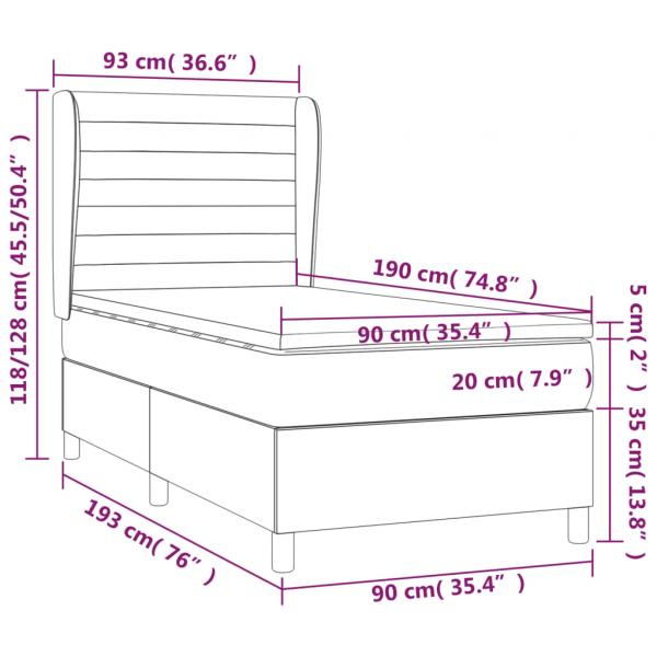 Boxspringbett mit Matratze Schwarz 90x190 cm Samt