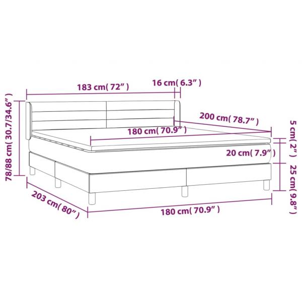 Boxspringbett mit Matratze Dunkelgrau 180x200 cm Samt