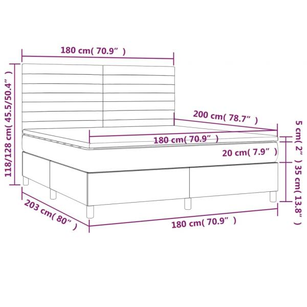 Boxspringbett mit Matratze Schwarz 180x200 cm Stoff