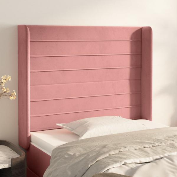 ARDEBO.de - Kopfteil mit Ohren Rosa 93x16x118/128 cm Samt