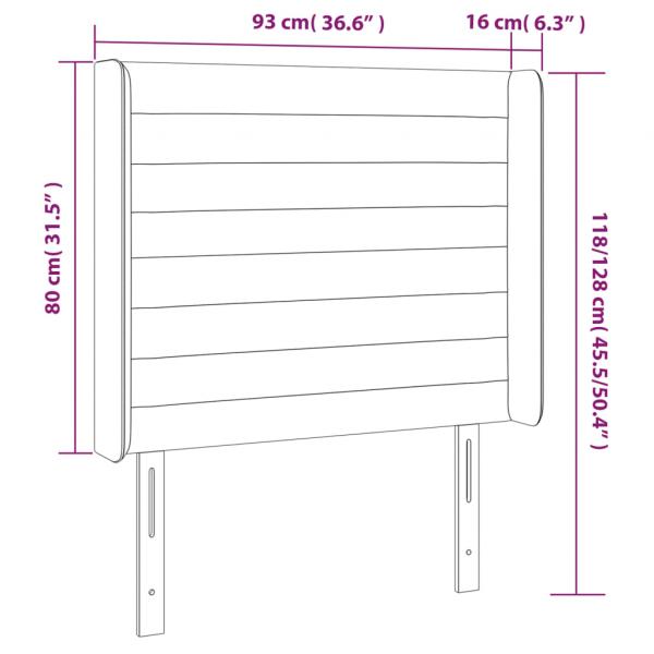 LED Kopfteil Hellgrau 93x16x118/128 cm Samt