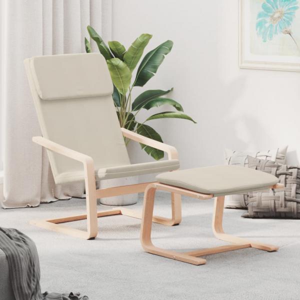 ARDEBO.de - Relaxsessel mit Hocker Creme Stoff