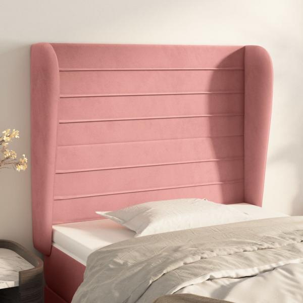 ARDEBO.de - Kopfteil mit Ohren Rosa 103x23x118/128 cm Samt