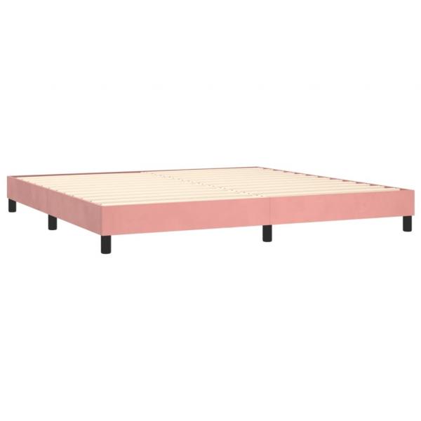 Boxspringbett mit Matratze & LED Rosa 200x200 cm Samt