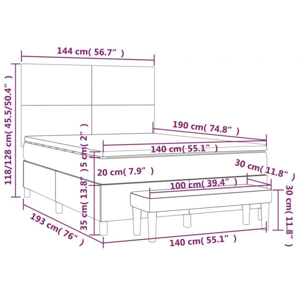 Boxspringbett mit Matratze Blau 140x190 cm Stoff