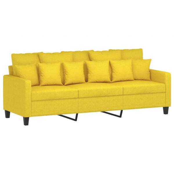 3-Sitzer-Sofa mit Hocker Hellgelb 180 cm Stoff