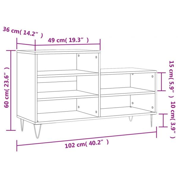 Schuhregal Hochglanz-Weiß 102x36x60 cm Holzwerkstoff