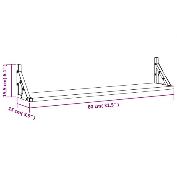 Wandregale 2 Stk. Grau Sonoma 80x15x15,5 cm Holzwerkstoff