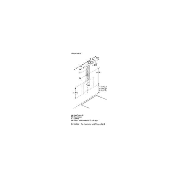 Siemens LC85KDK60 EEK: A Wandesse, 79cm breit, 550 m³/h, Ab-/Umluft, TouchControl, schwarz