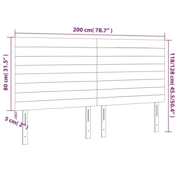 LED Kopfteil Dunkelgrau 200x5x118/128 cm Samt