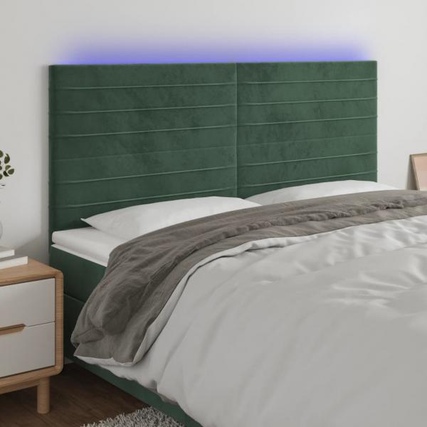 ARDEBO.de - LED Kopfteil Dunkelgrün 180x5x118/128 cm Samt