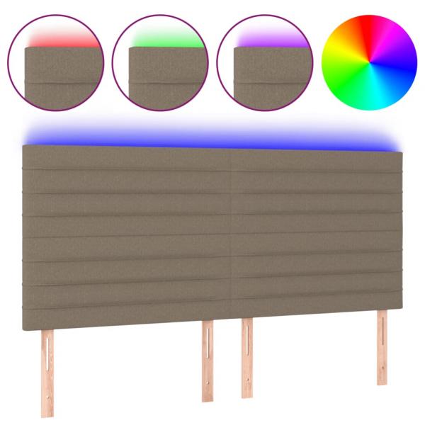 LED Kopfteil Taupe 180x5x118/128 cm Stoff