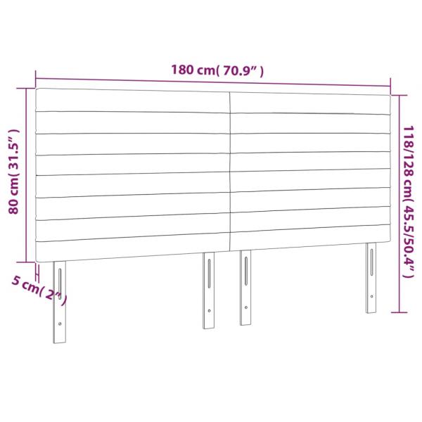 LED Kopfteil Taupe 180x5x118/128 cm Stoff