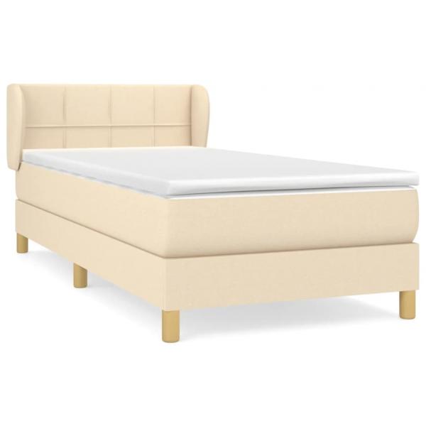 Boxspringbett mit Matratze Creme 90x200 cm Stoff