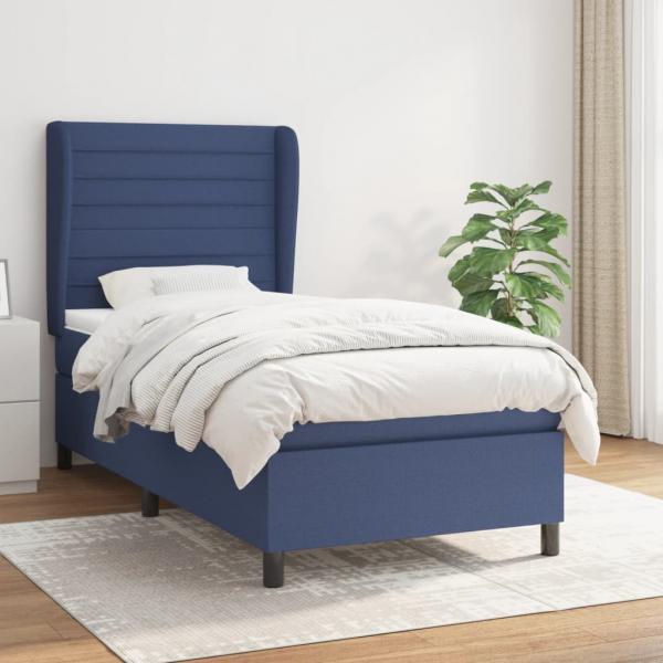 ARDEBO.de - Boxspringbett mit Matratze Blau 90x190 cm Stoff