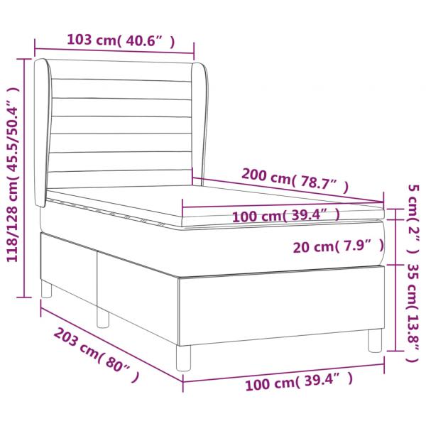 Boxspringbett mit Matratze Dunkelgrau 100x200 cm Samt