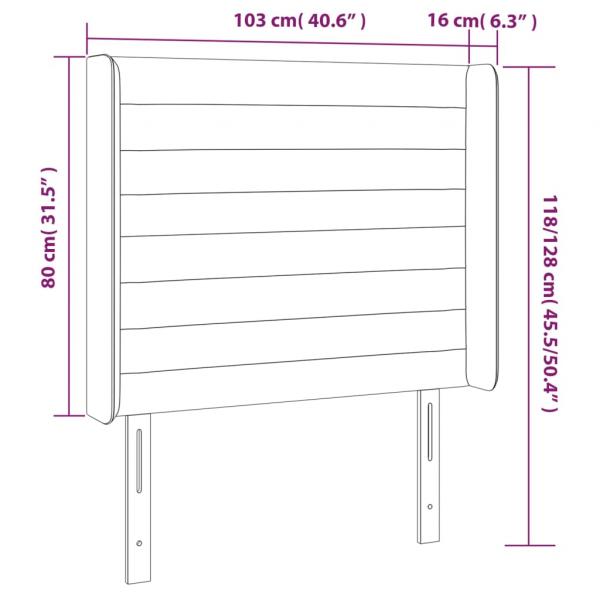 LED Kopfteil Taupe 103x16x118/128 cm Stoff