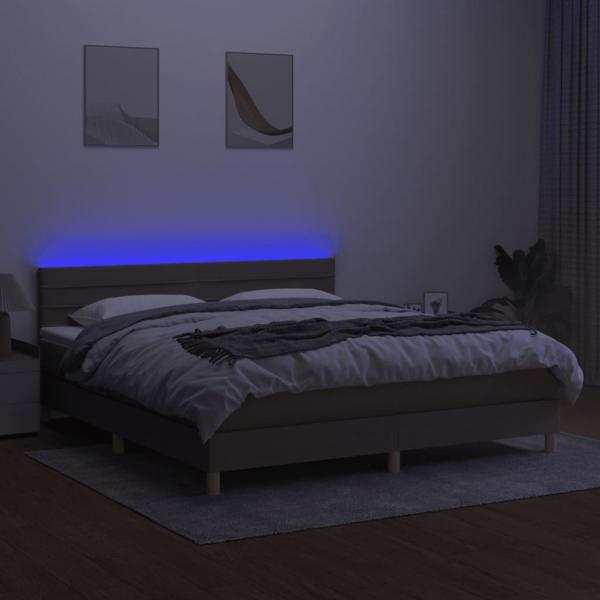 Boxspringbett mit Matratze & LED Taupe 180x200 cm Stoff