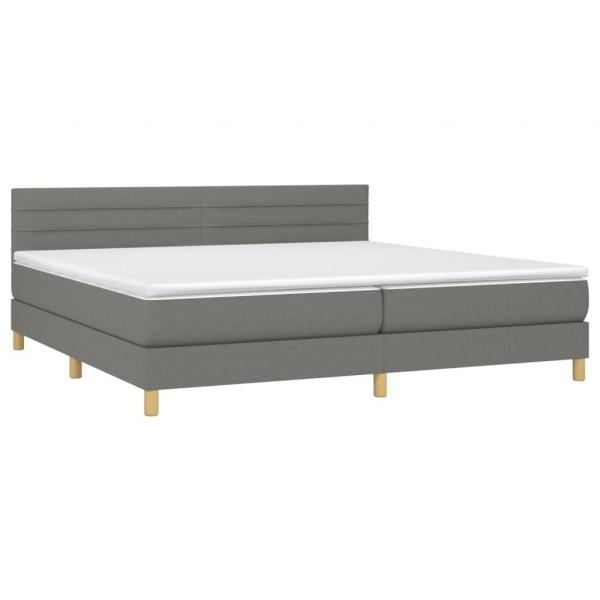 Boxspringbett mit Matratze & LED Dunkelgrau 200x200 cm Stoff