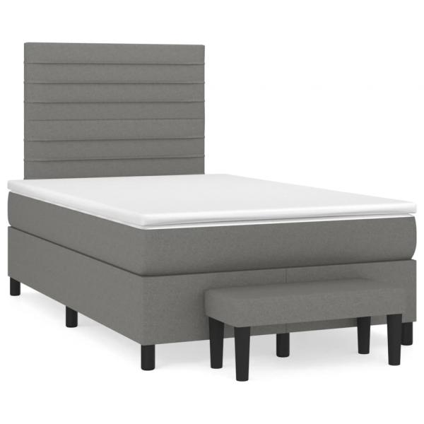 Boxspringbett mit Matratze Dunkelgrau 120x200 cm Stoff