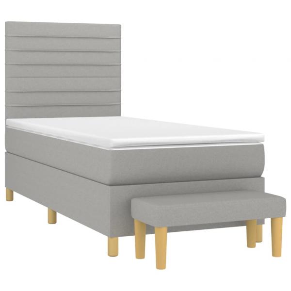 Boxspringbett mit Matratze Hellgrau 100x200 cm Stoff