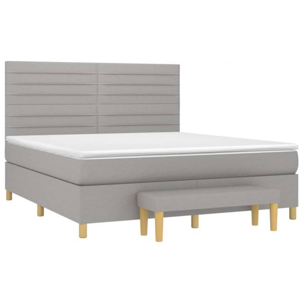 Boxspringbett mit Matratze Hellgrau 180x200 cm Stoff