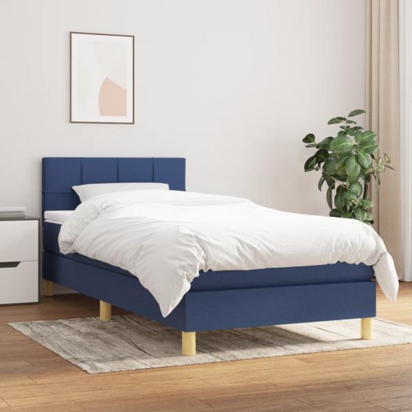 ARDEBO.de - Boxspringbett mit Matratze Blau 90x200 cm Stoff