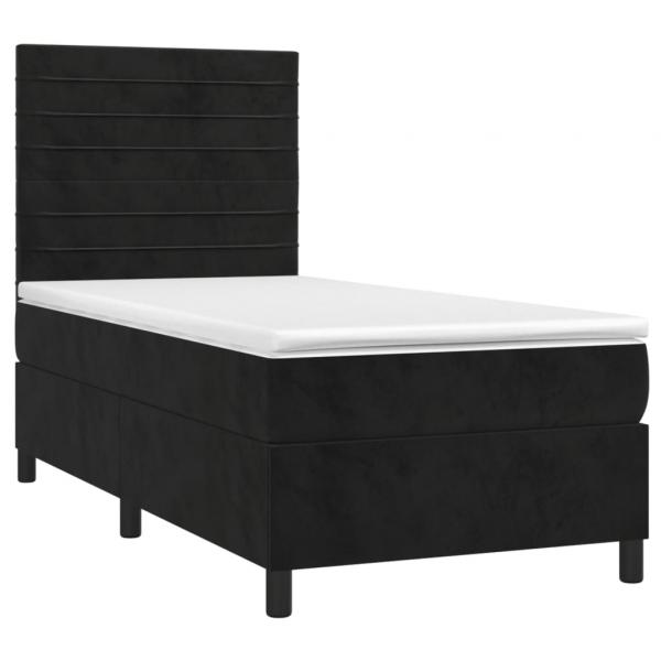 Boxspringbett mit Matratze Schwarz 100x200 cm Samt