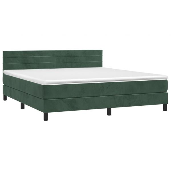 Boxspringbett mit Matratze Dunkelgrün 180x200 cm Samt