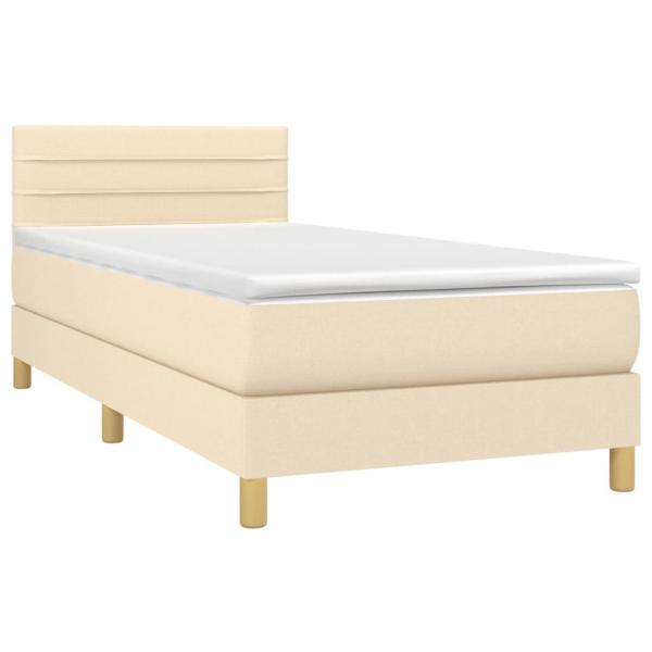 Boxspringbett mit Matratze Creme 90x190 cm Stoff