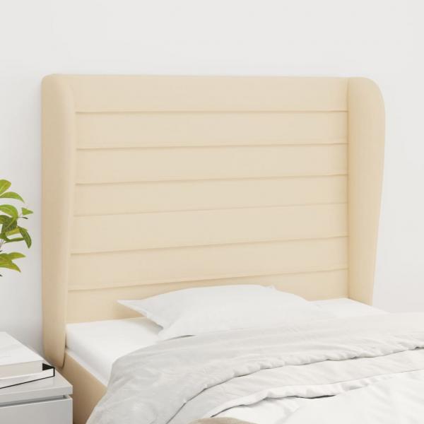 ARDEBO.de - Kopfteil mit Ohren Creme 103x23x118/128 cm Stoff