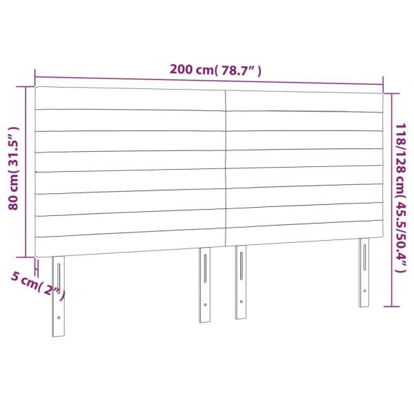 LED Kopfteil Schwarz 200x5x118/128 cm Samt