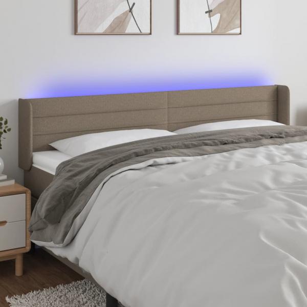 ARDEBO.de - LED Kopfteil Taupe 203x16x78/88 cm Stoff