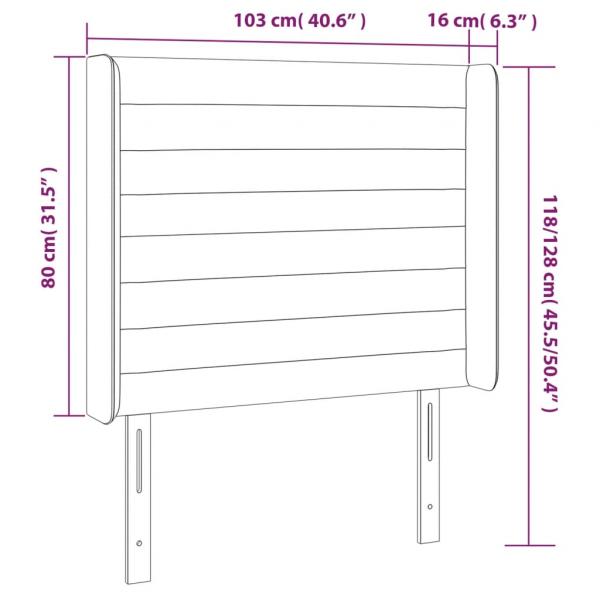 LED Kopfteil Hellgrau 103x16x118/128 cm Samt