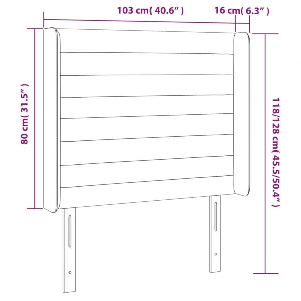 LED Kopfteil Schwarz 103x16x118/128 cm Samt