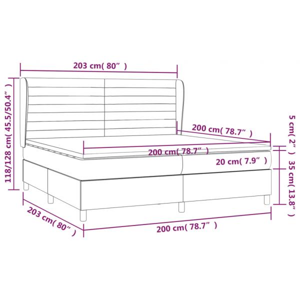 Boxspringbett mit Matratze Dunkelgrau 200x200 cm Stoff