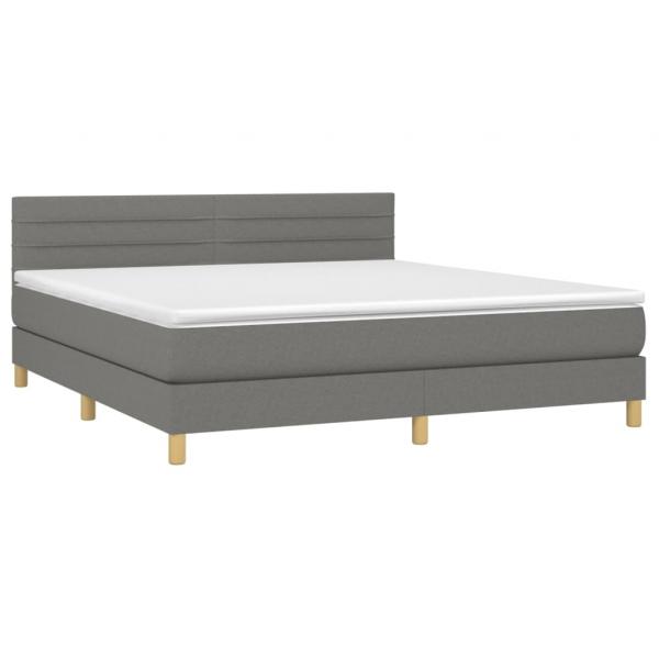 Boxspringbett mit Matratze & LED Dunkelgrau 180x200 cm Stoff