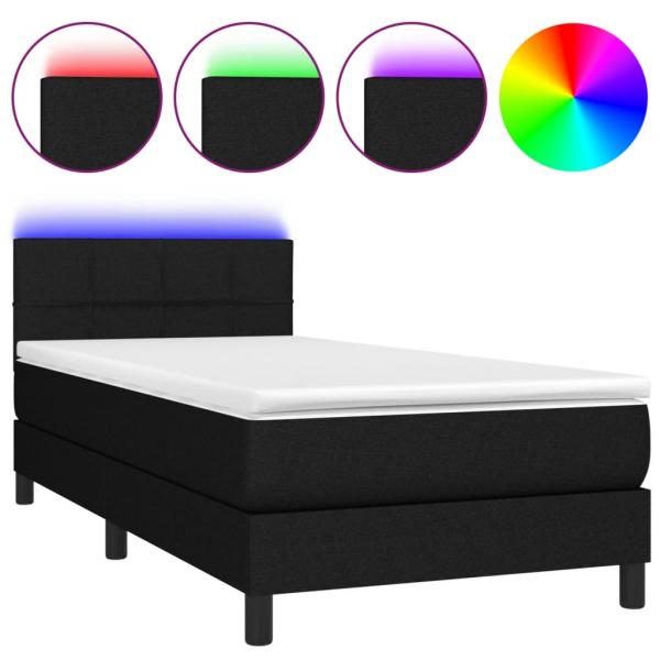 Boxspringbett mit Matratze & LED Schwarz 80x200 cm Stoff