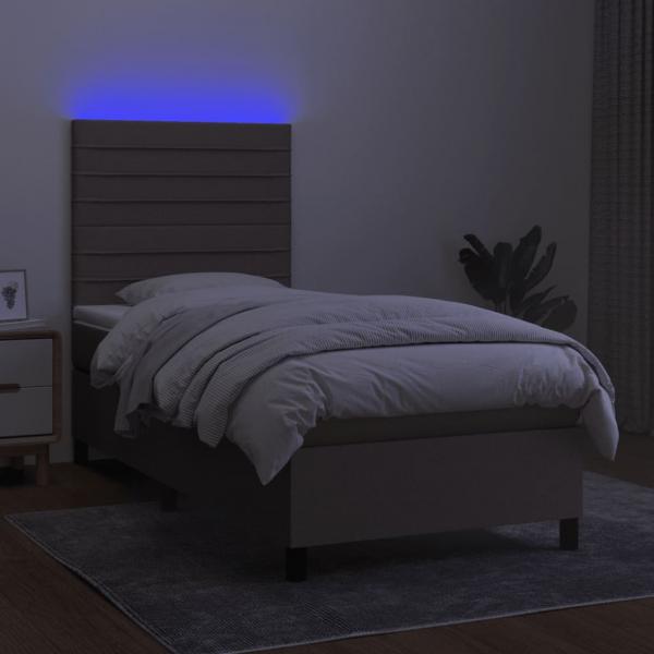 Boxspringbett mit Matratze & LED Taupe 90x200 cm Stoff