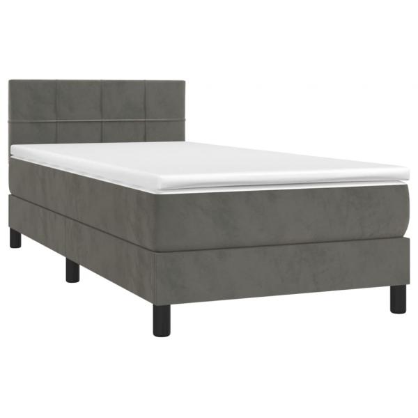 Boxspringbett mit Matratze & LED Dunkelgrau 90x200 cm Samt