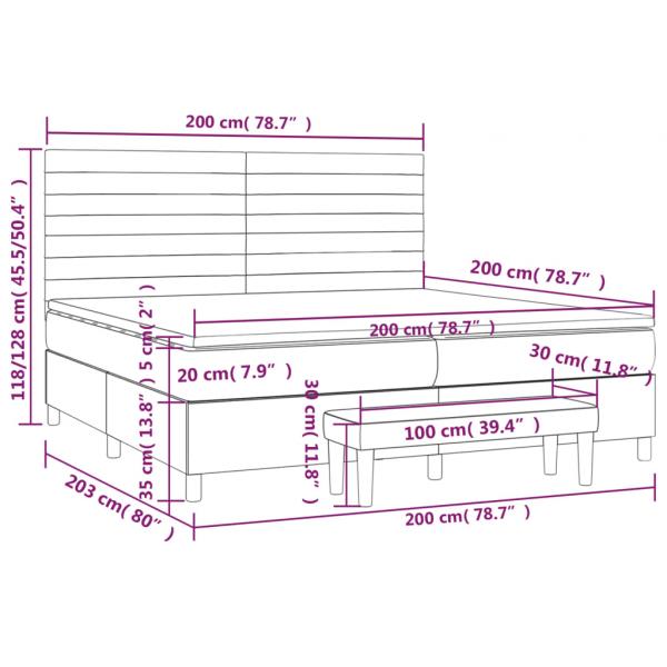 Boxspringbett mit Matratze Hellgrau 200x200 cm Samt