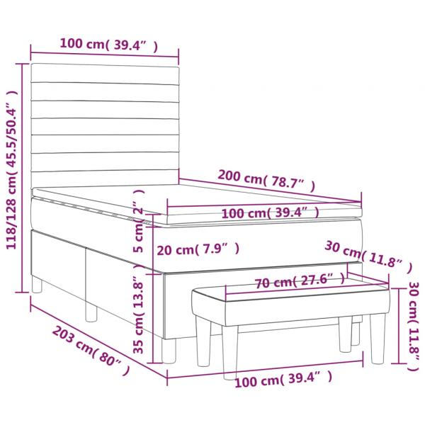 Boxspringbett mit Matratze Dunkelblau 100x200 cm Samt