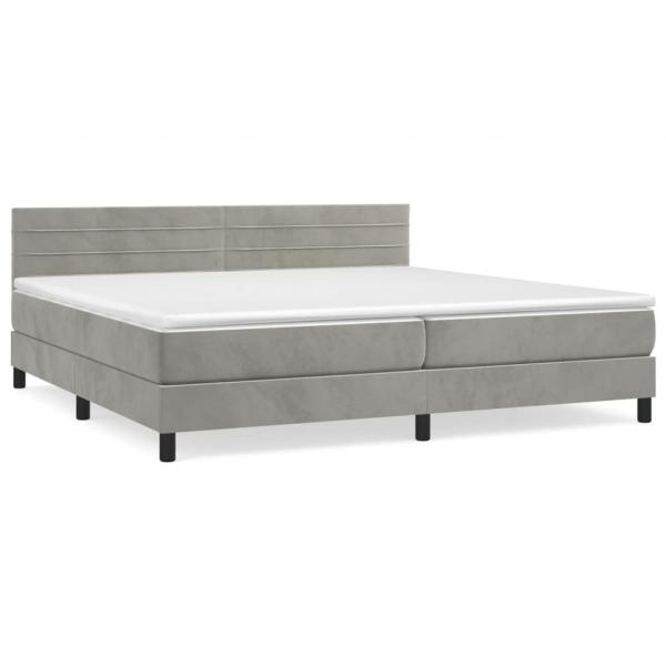 Boxspringbett mit Matratze Hellgrau 200x200 cm Samt