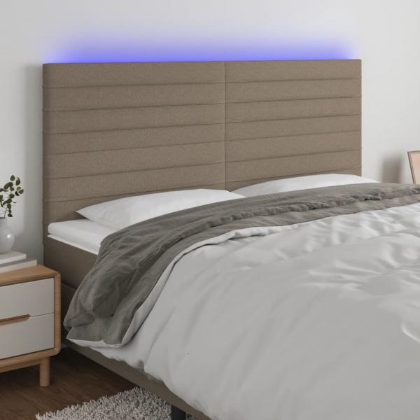 ARDEBO.de - LED Kopfteil Taupe 200x5x118/128 cm Stoff