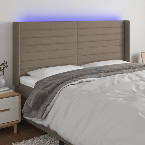 ARDEBO.de - LED Kopfteil Taupe 203x16x118/128 cm Stoff