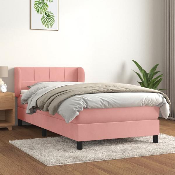 ARDEBO.de - Boxspringbett mit Matratze Rosa 90x190 cm Samt