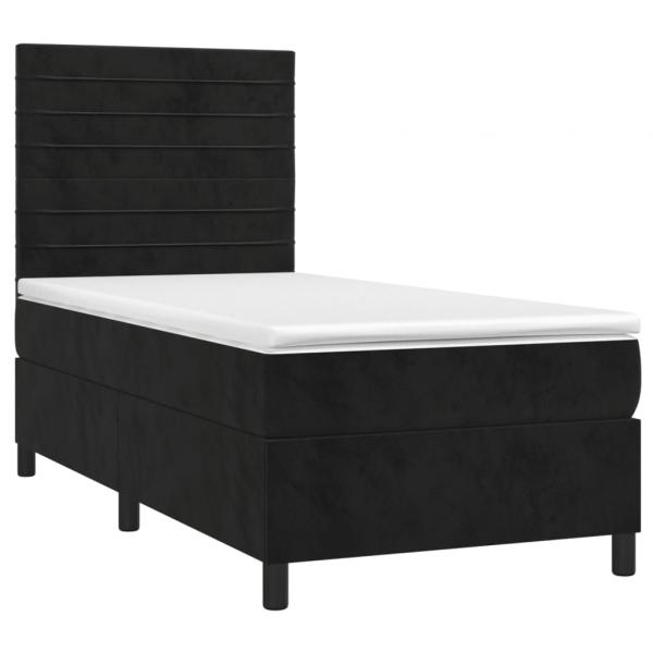 Boxspringbett mit Matratze & LED Schwarz 100x200 cm Samt