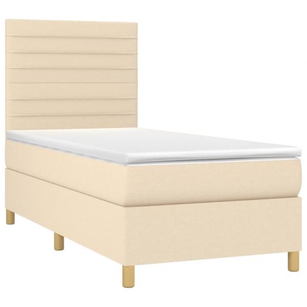 Boxspringbett mit Matratze & LED Creme 100x200 cm Stoff